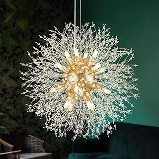 sinerise 烟花水晶吊灯,现代蒲公英吊灯(16 盏灯,金色)